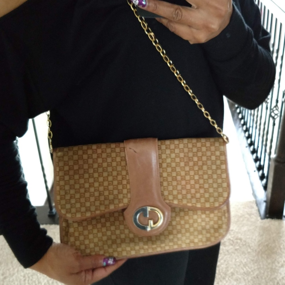Beige Suede Vintage Gucci Shoulder Bag Purse - Picture 6 of 6